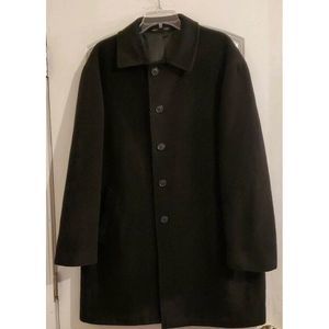 Jacob Siegel Men's Wool Trench Coat Black